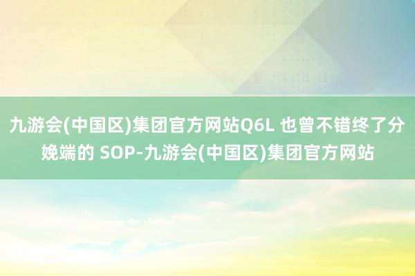 九游会(中国区)集团官方网站Q6L 也曾不错终了分娩端的 SOP-九游会(中国区)集团官方网站