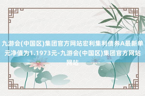 九游会(中国区)集团官方网站宏利集利债券A最新单元净值为1.1973元-九游会(中国区)集团官方网站