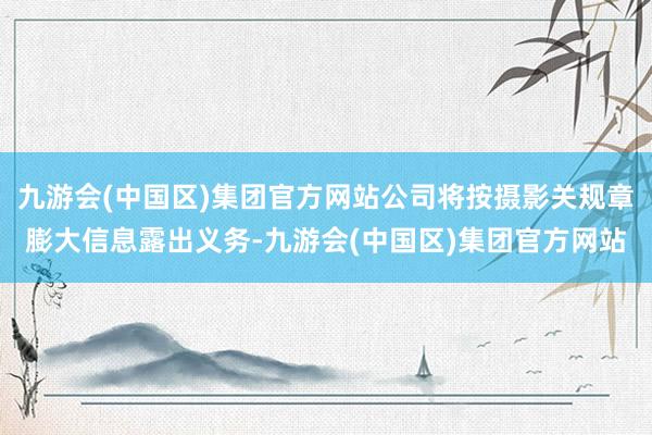 九游会(中国区)集团官方网站公司将按摄影关规章膨大信息露出义务-九游会(中国区)集团官方网站